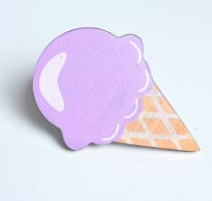 Handmade Pine Wood Purple Ice Cream Knob for Kids